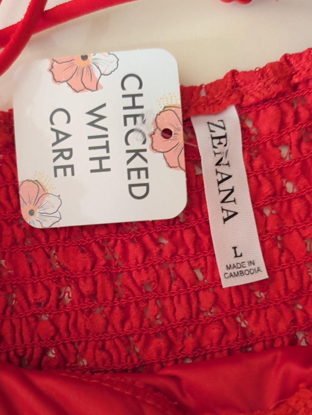 Zenana Red Spaghetti Straps Boho  Mini Dress - Women Size L - Picture 9 of 11
